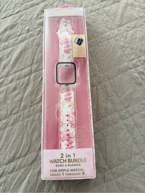 2-in-1 Pink Floral Apple Watch Band & Bumper